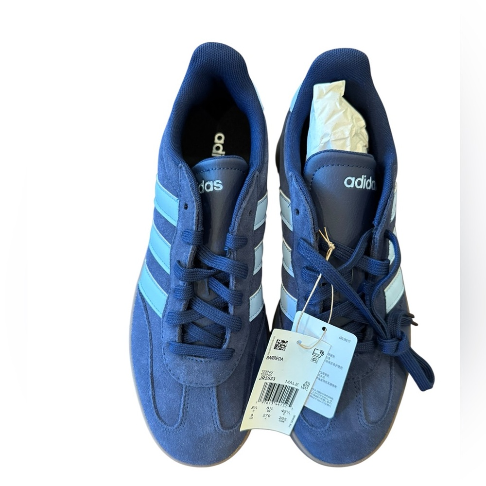Adidas Barreda Mens Shoes Dark Blue Sky Blue Suede Gum Sole JR5533